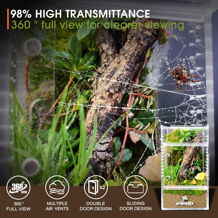 MYGIIKAKA Jumping Spider Enclosure Accessories, Tarantula Spider Box, Bug Cage, Praying Mantis Habitat Enclosure, Snail Insect Terrarium, Caterpillar Habitat (3x3x6 inch)