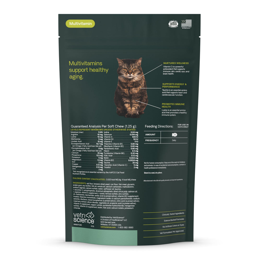 VetriScience Senior 27+ Active Health Chews for Senior Cats, Fish, 30 Count