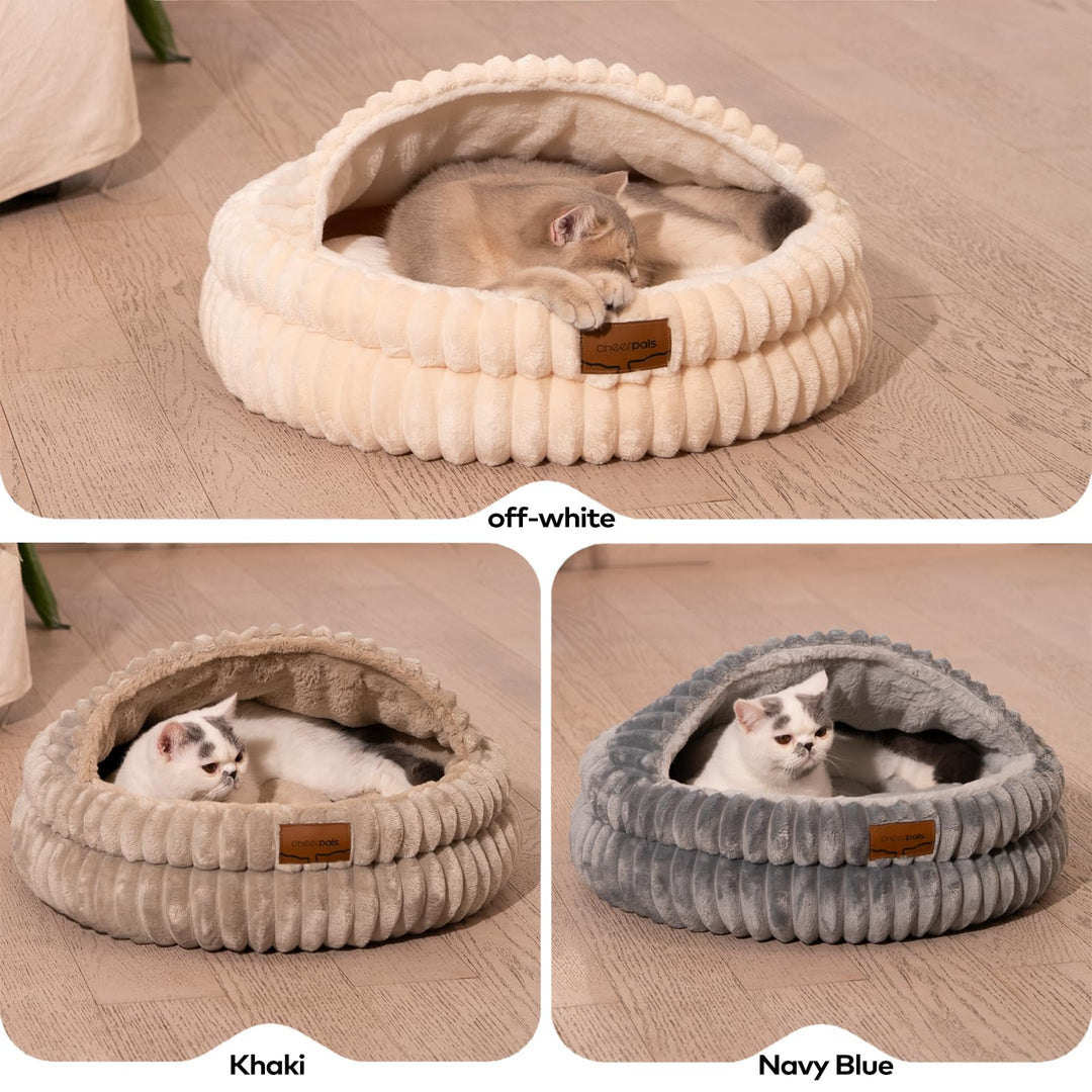 CHEERPALS Cat Cave Bed for Indoor Cats Covered Hooded Pet Bed with Cushion