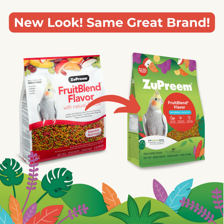 ZuPreem FruitBlend Cockatiel Pellets, Medium Bird Food, 2 lb, Pack of 2
