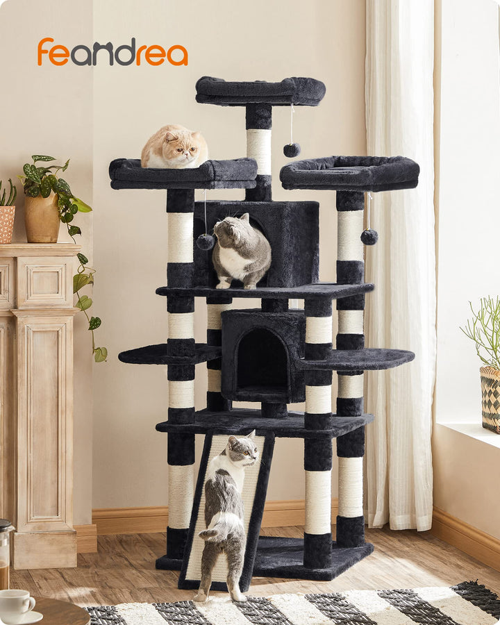 Feandrea 67.7-Inch Multi-Level Cat Tree for Large Cats, with Cozy Perches