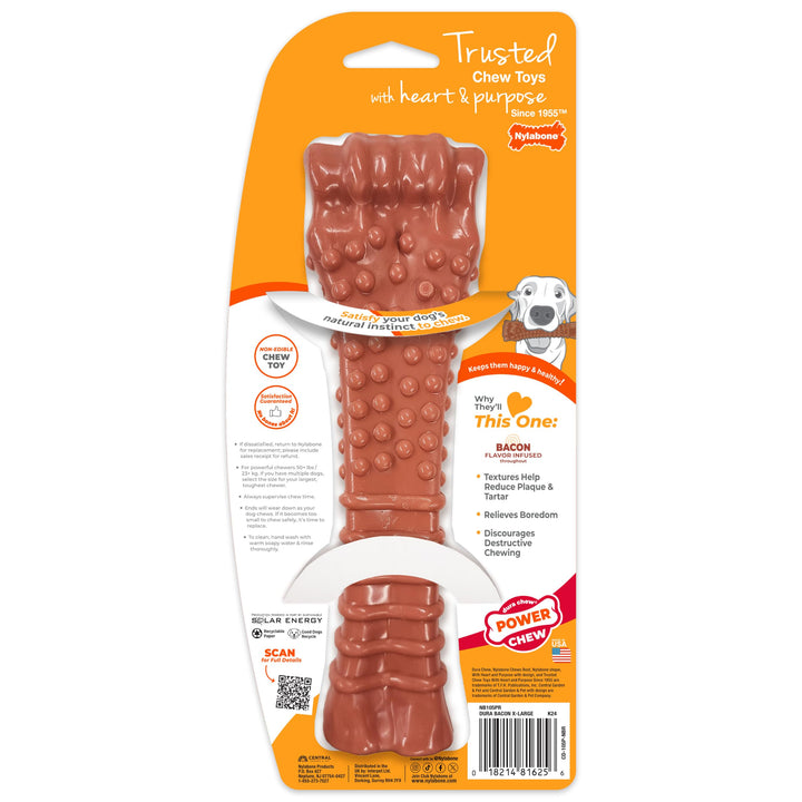 Nylabone Textured Knuckle Bone Power Chew Toys for Dogs, Durable &amp; Tough Dog Toys for Aggressive Chewers, Bacon Flavor, X-Large/Giant - 50+ lbs, 1 Count