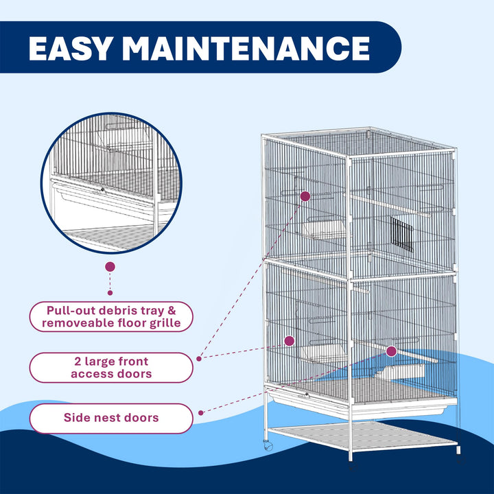 Prevue Hendryx Pet Products Wrought Iron Flight Cage - Big Rolling Bird Cage for Parakeets, Cockatiels, Conures, Lovebirds, Canaries, Finches, Parrotlets, &amp; Caiques, 5 Ft - X-Large, Hammertone Black