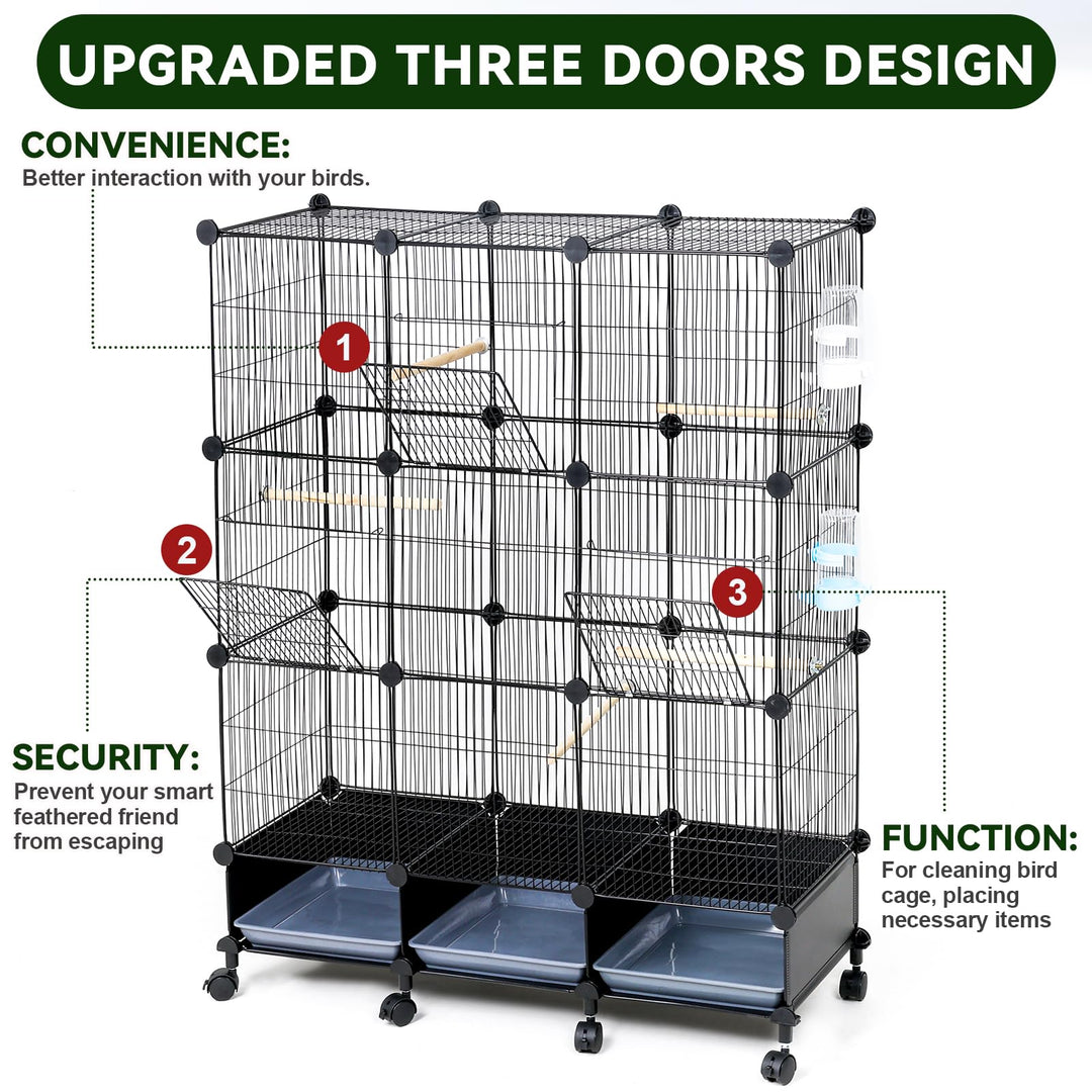 VISCOO Encrypted Metal Bird Cage (46" x 36" x 12") for Parrot Parakeets