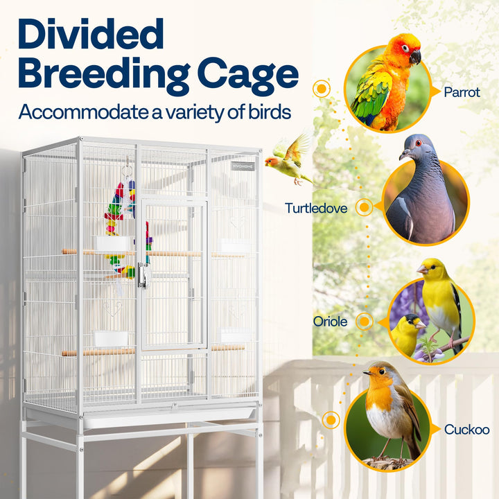 VIVOHOME 54 Inch Wrought Iron Large Bird Cage with Rolling Stand