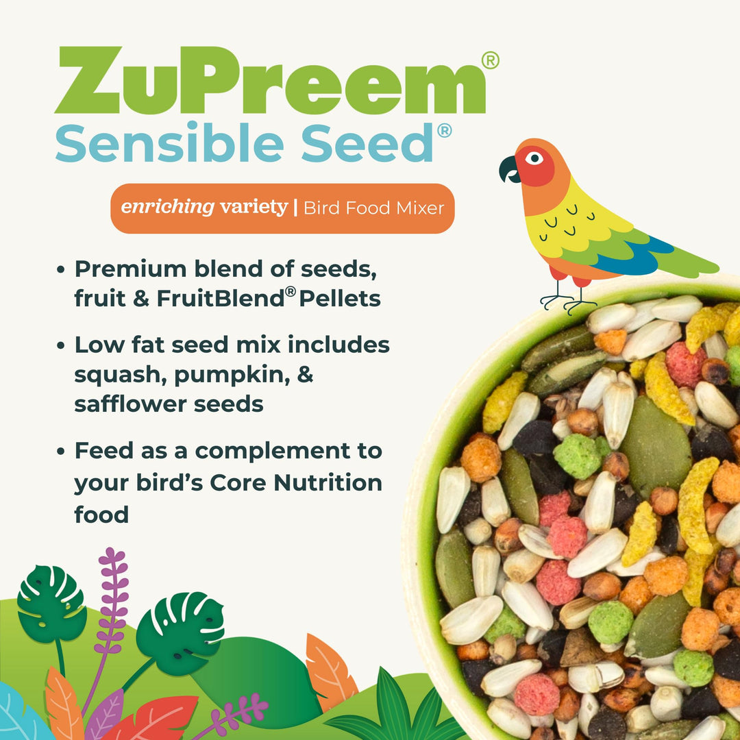 ZuPreem Sensible Seed Cockatiel &amp; Conure Food, Variety Mixer, Medium, 2 lb