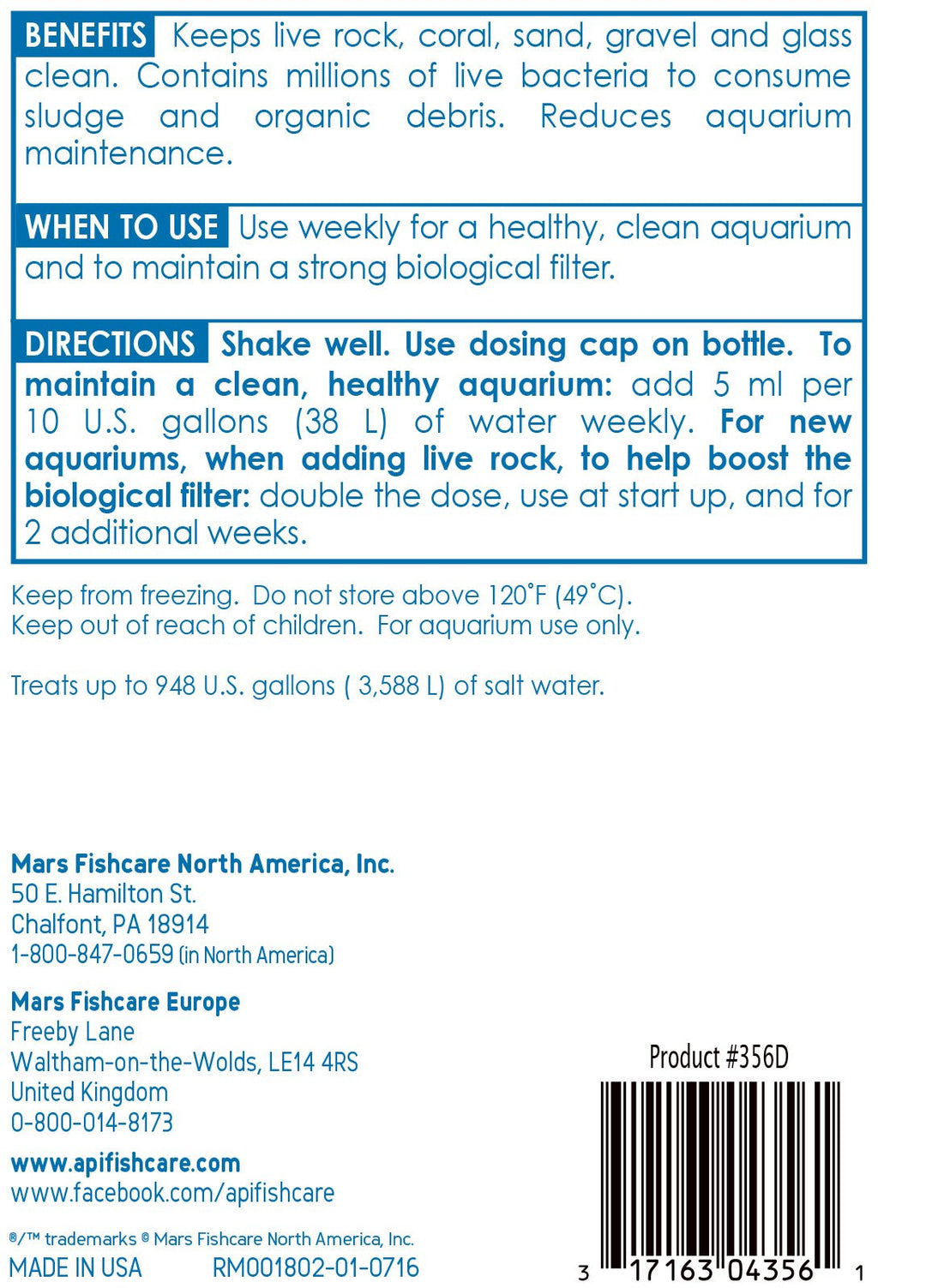 API Marine Stress Zyme Saltwater Aquarium Cleaning Solution 16-Ounce Bottle