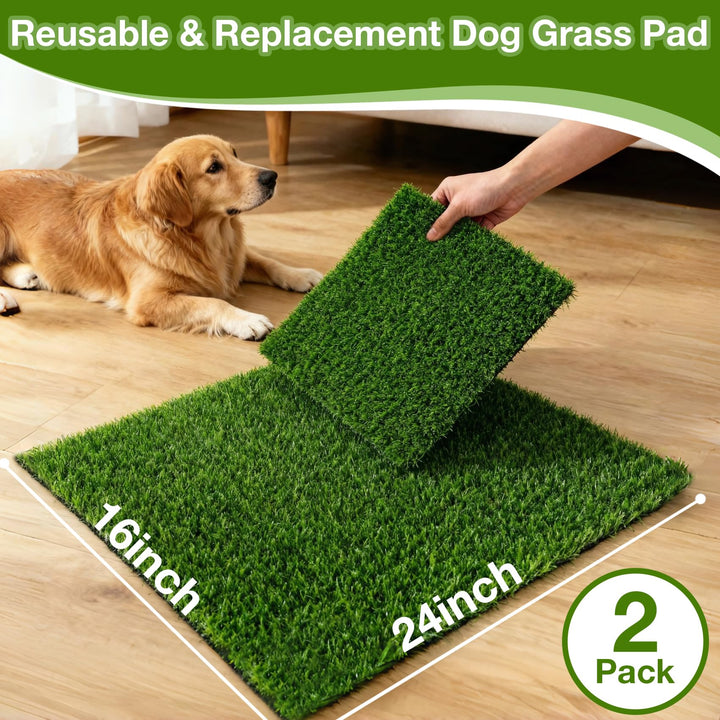 TOOKOO 2 Pack Fake Grass Pee Pad for Dogs Potty Training 16"x24"