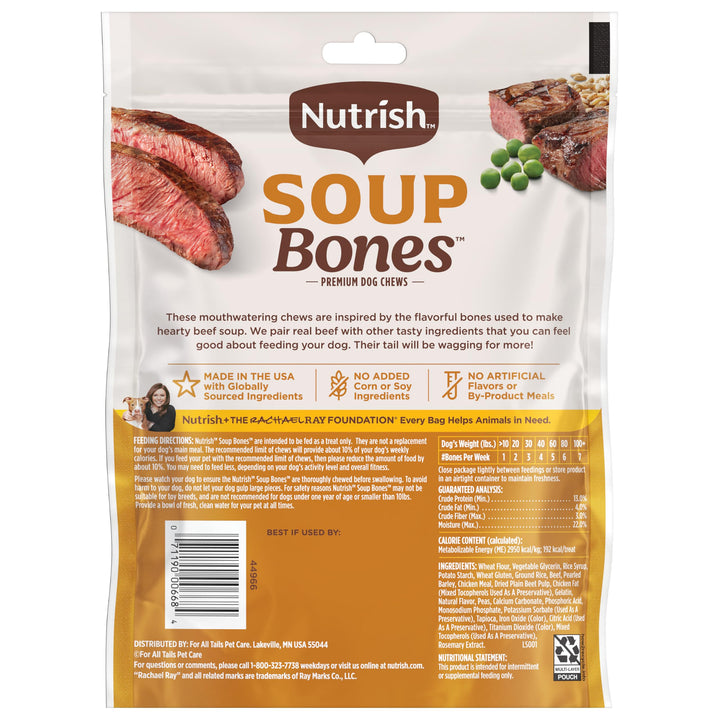 Rachael Ray Nutrish Soup Bones Dog Treats, Real Beef &amp; Barley Flavor, 3 Bones, 6.3 Ounces