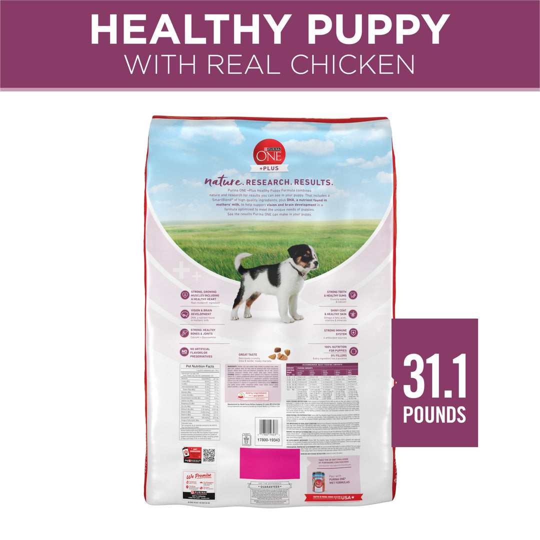 Purina ONE Plus Healthy Puppy Dry Food, Chicken, 31.1 lb Bag