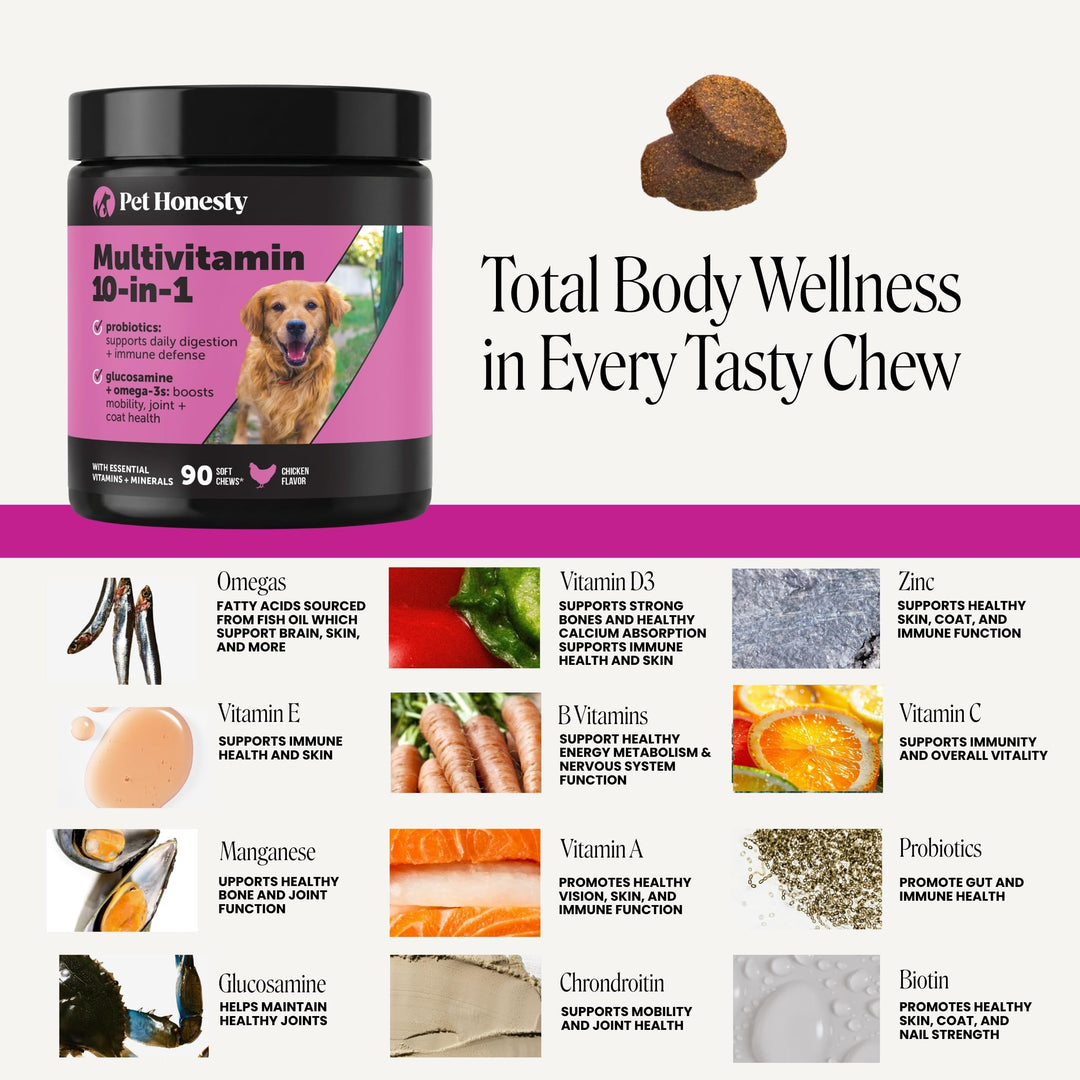 Pet Honesty Vet Recommended 10-in-1 Dog Multivitamin, 90 Ct, Chicken