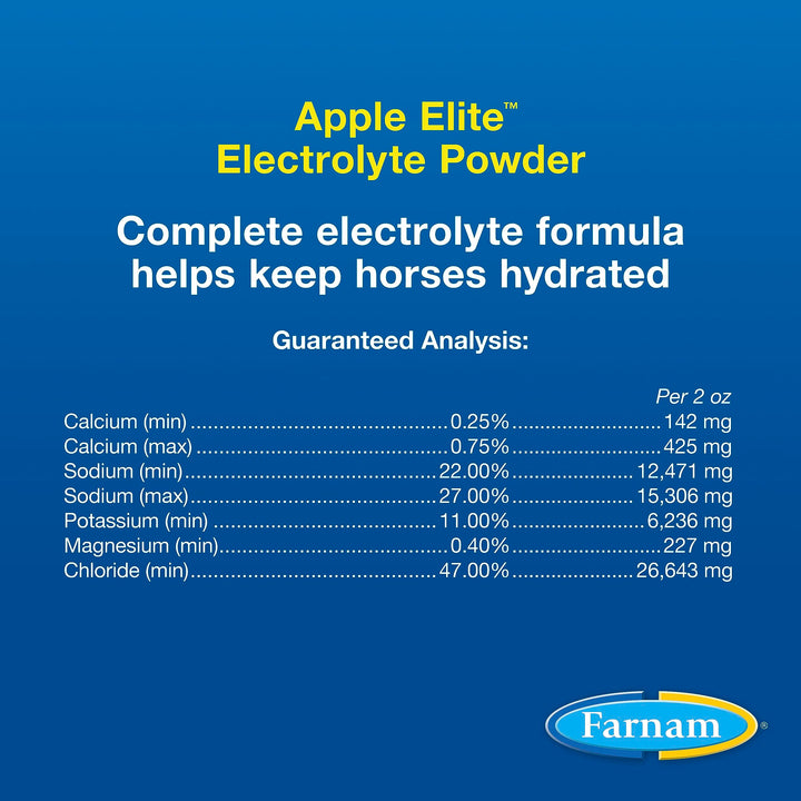 Farnam Apple Elite Horse Electrolyte Powder, Replaces Minerals Lost in Sweat During Exercise, Extreme Weather &amp; Stressful Conditions, 5 lb., 40 Day Supply (Pack of 2)