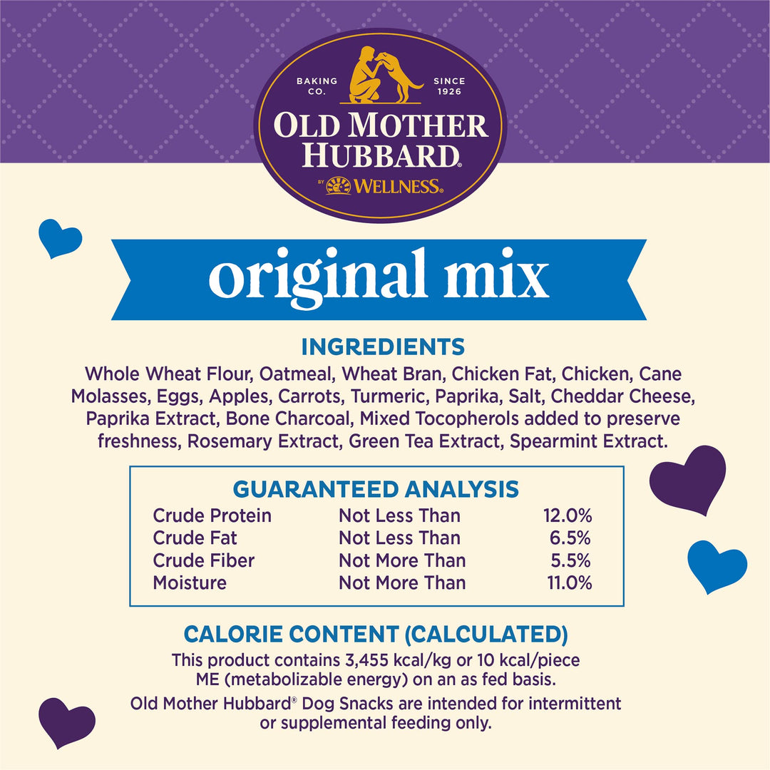 Old Mother Hubbard Wellness Classic Original Mix Dog Biscuits, Natural Training Treats, 4 Flavors, Mini Size, 20 oz Bag (Pack of 2)