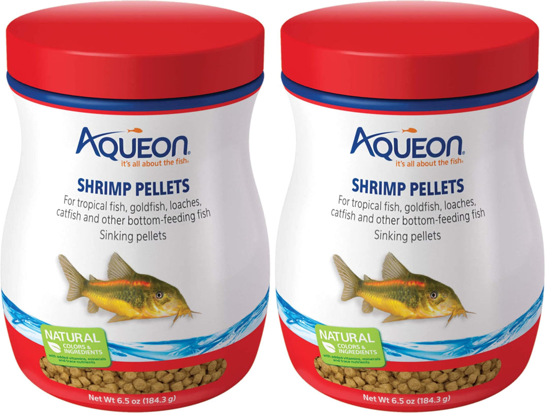 Aqueon Shrimp Pellets Sinking Food for Tropical Fish, Goldfish, Loaches, Catfish and Other Bottom Feeding Fish, 6.5 Ounces (Pack of 2)