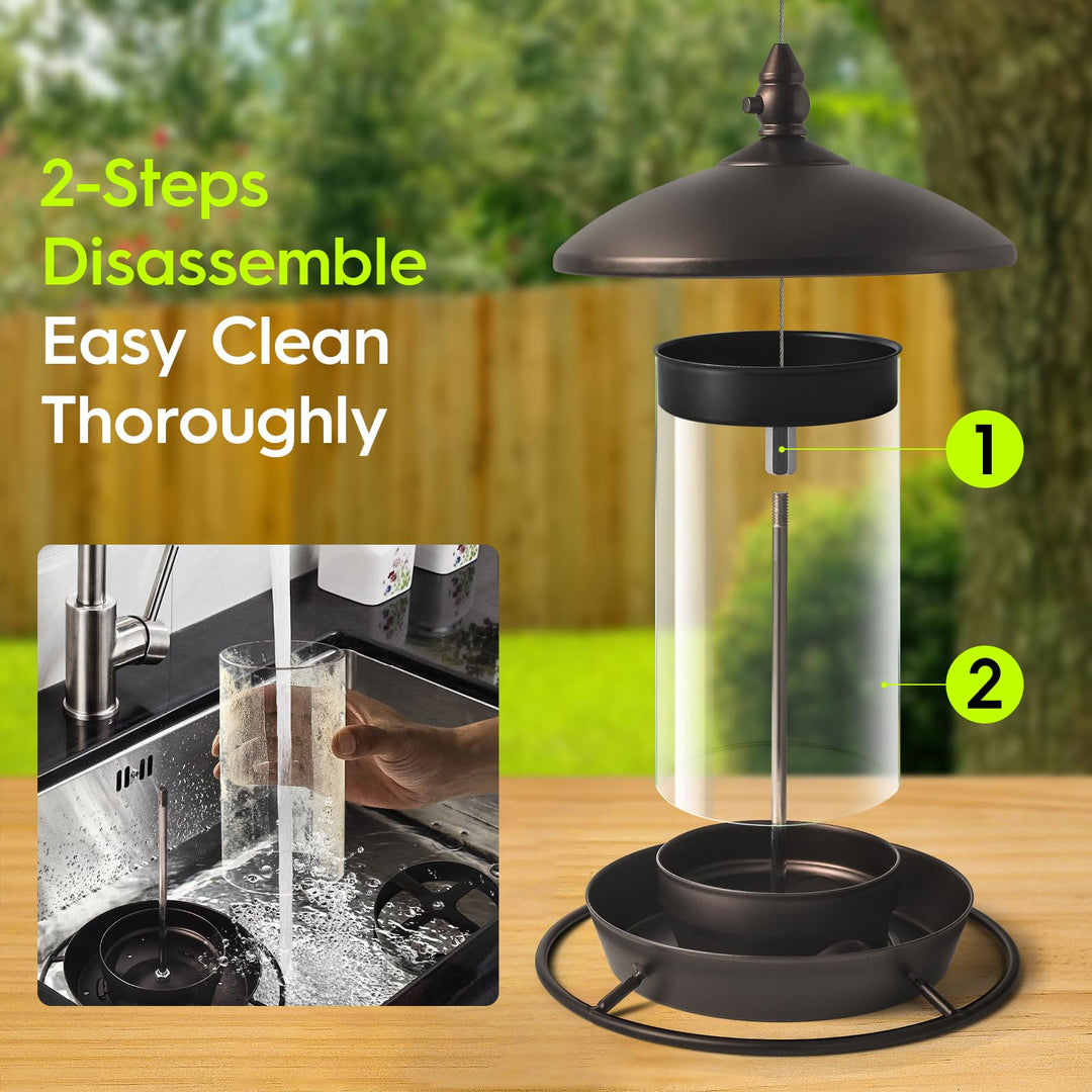 Youvip Metal Roof Bird Feeder - Chew Proof for Outdoor Hanging Wild Bird Seeds. Bronze