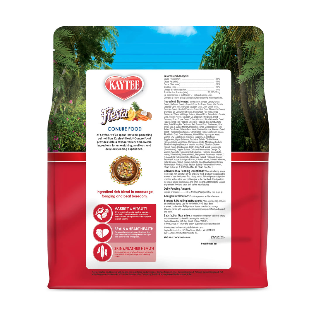 Kaytee Fiesta Conure Bird Food, Nutritious Fun Blend, 4.5 Pounds