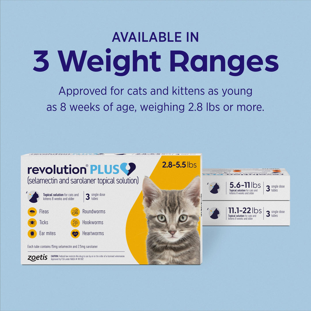 Revolution Plus Topical Solution for Cats, 11.1-22 lbs, 6-Month Supply