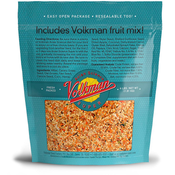Volkman Avian Science Super Parakeet Bird Food 4lb