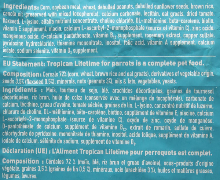 Hagen Tropican Lifetime Formula Parrot Food, 4 lb.