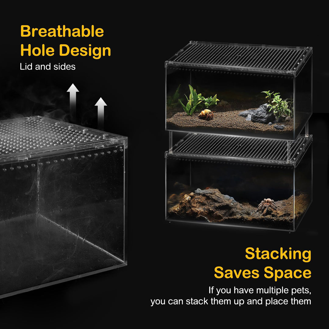 Clioran Reptile PC Tank,Escape Proof Magnetic Lid Tarantula Enclosure Large