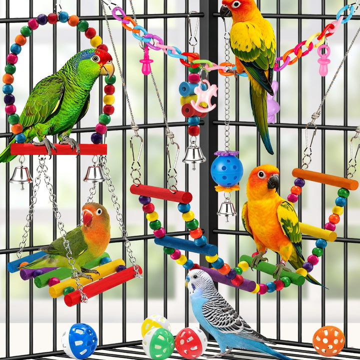 Bird Toys for Parakeets Parrots Conures Budgies with Swing Hammock Ladder
