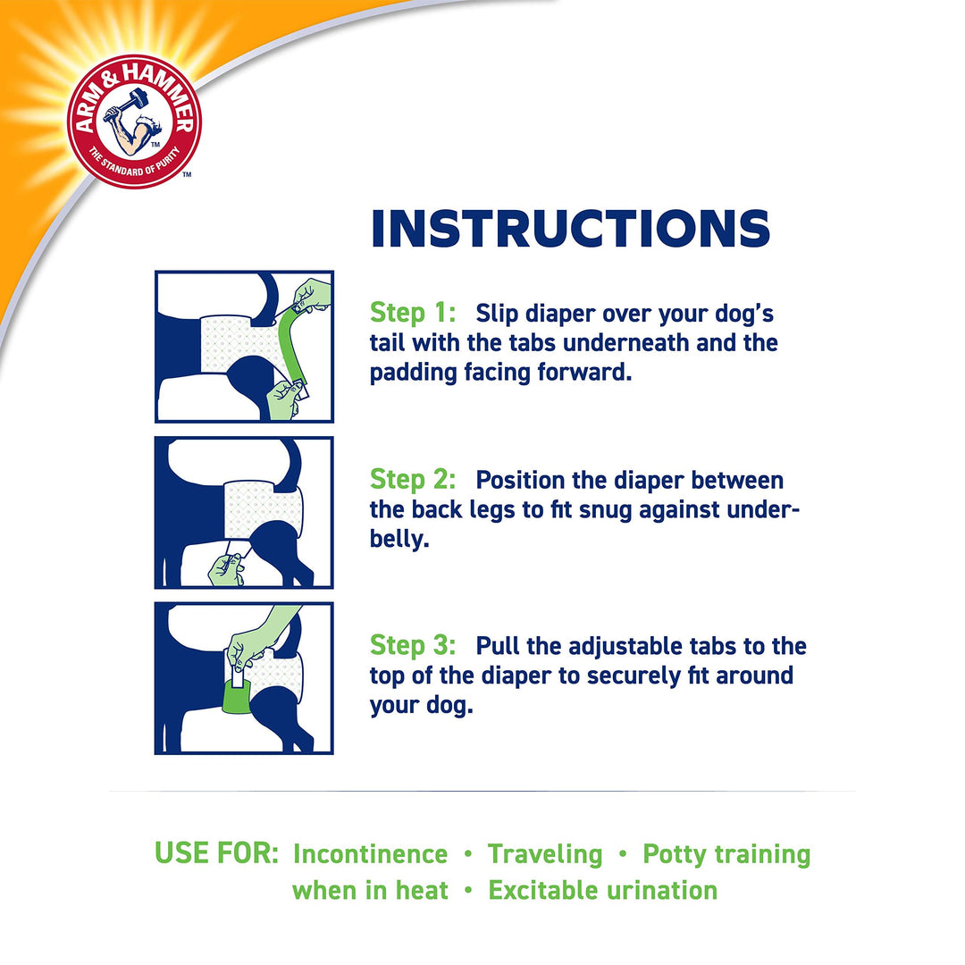Arm &amp; Hammer Disposable Female Dog Diapers, Medium, 12 Count