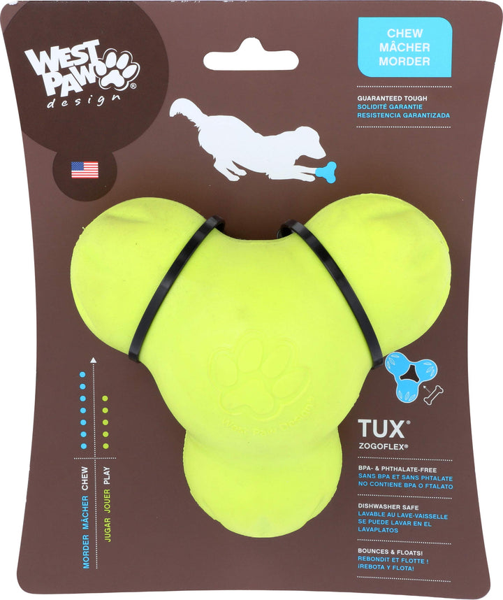 WEST PAW Zogoflex Tux Treat Dispensing Dog Chew Toy – Interactive Chewing Toy for Dogs – Dog Games for Aggressive Chewers, Fetch, Catch – Holds Kibble, Treats, Large 5", Granny Smith