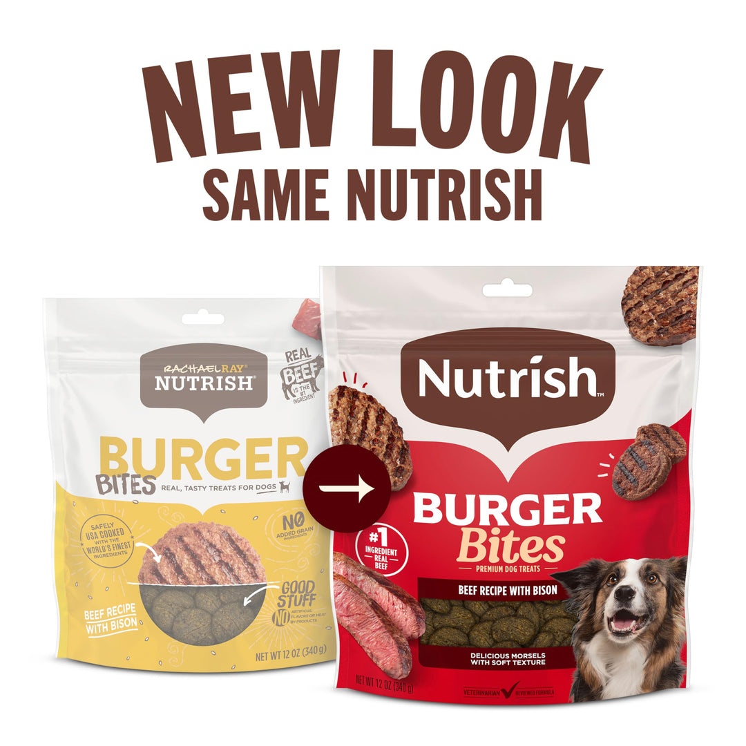 Nutrish Burger Bites Dog Treats, Beef Recipe, 12 oz. Pouch (Rachael Ray)