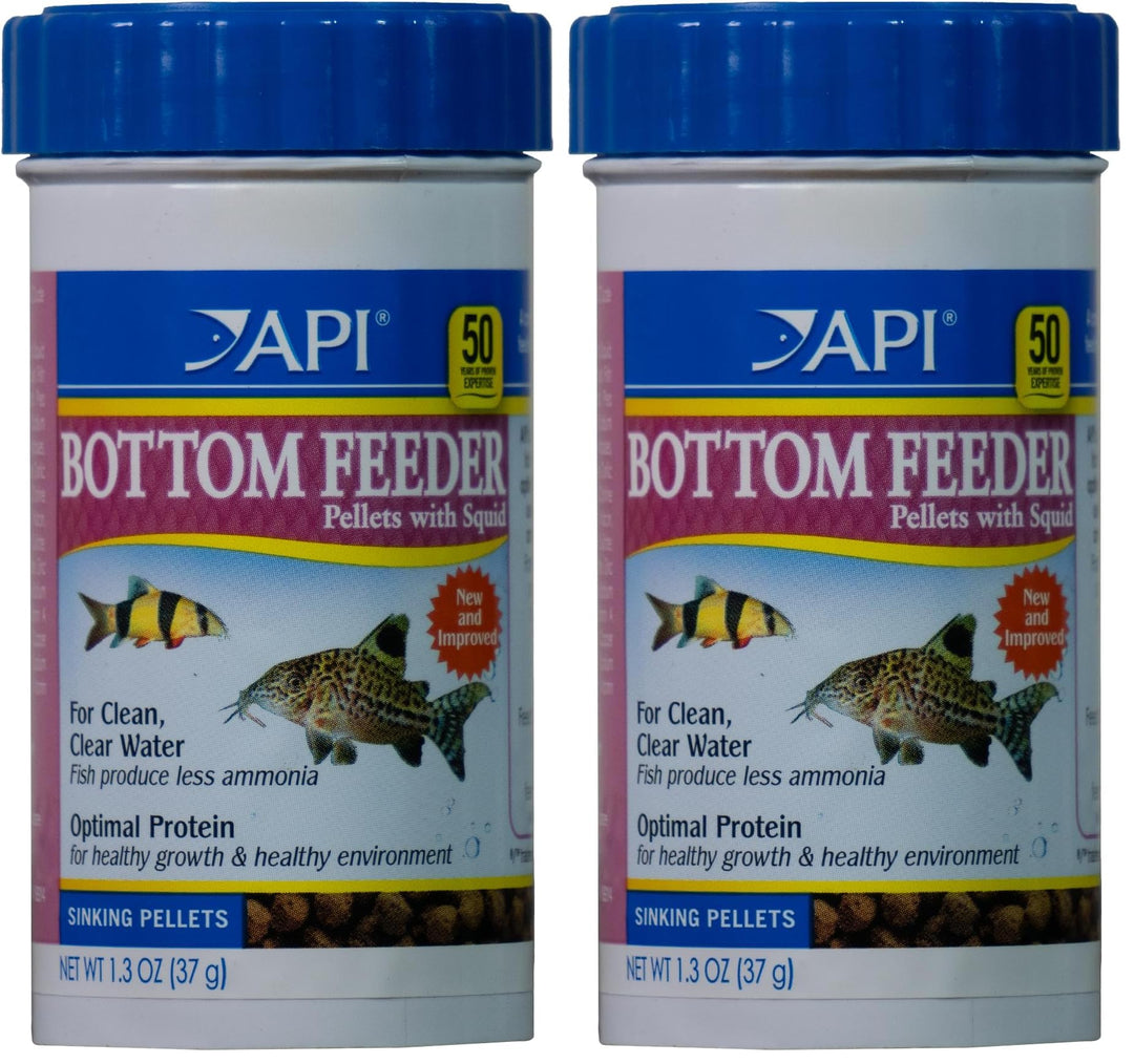 API Bottom Feeder PELLETS with Shrimp Fish Food 1.3-Ounce Container (Pack of 2)