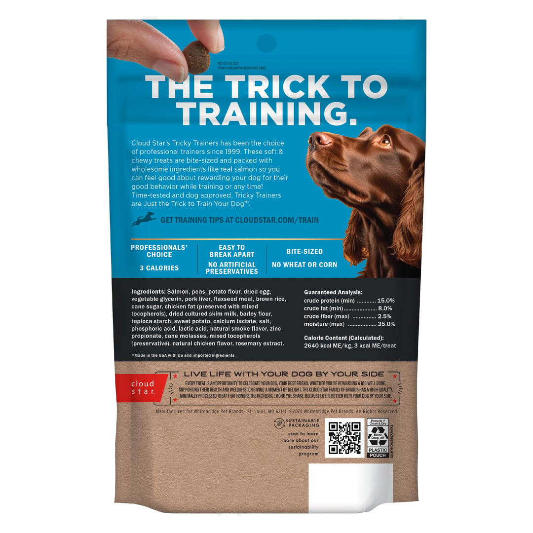 Cloud Star Tricky Trainers Chewy Dog Treats, Salmon, 5 oz Bag