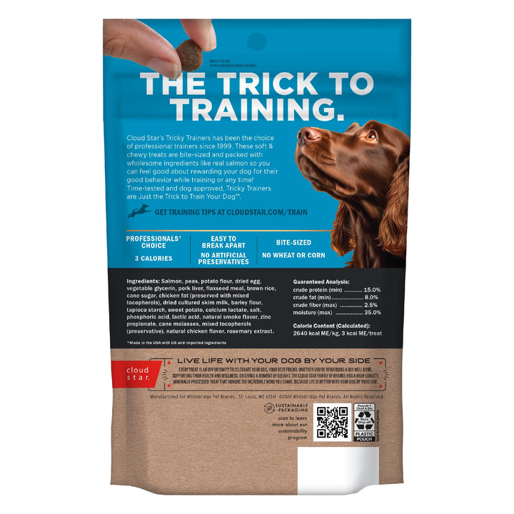 Cloud Star Tricky Trainers Chewy Dog Treats, Salmon, 5 oz Bag