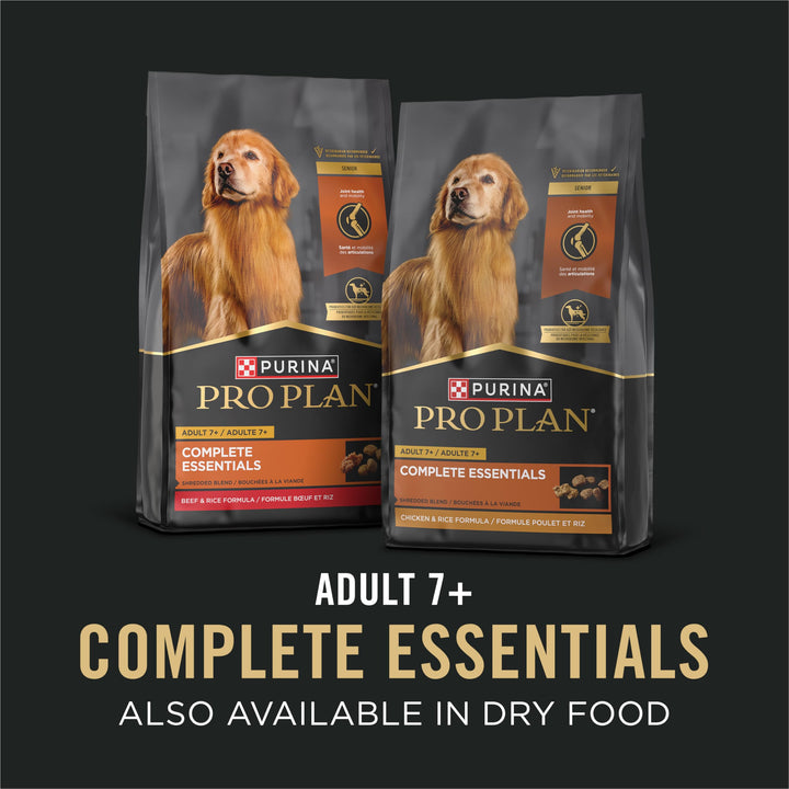 Purina Pro Plan Senior Wet Dog Food, 7 Plus, Beef &amp; Rice, (12) 13 oz