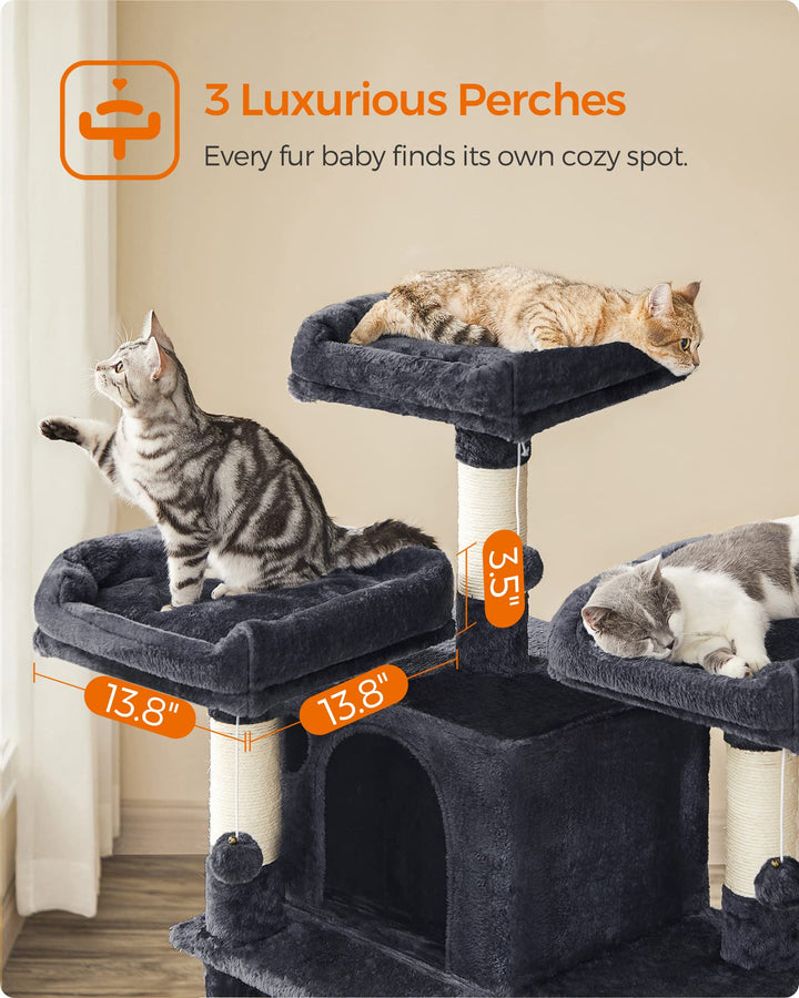 Feandrea 67.7-Inch Multi-Level Cat Tree for Large Cats, with Cozy Perches