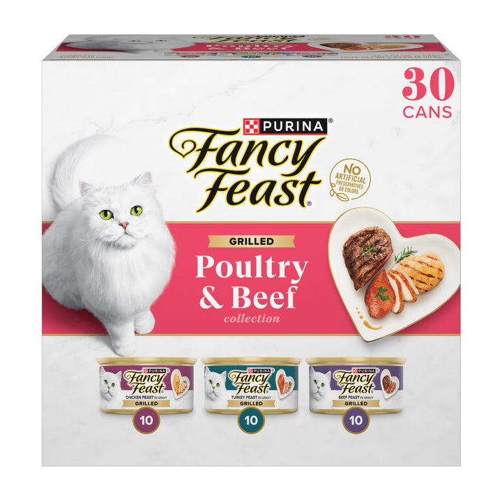Purina Fancy Feast Grilled Wet Cat Food, Poultry &amp; Beef, 3 oz cans, 30-Pack