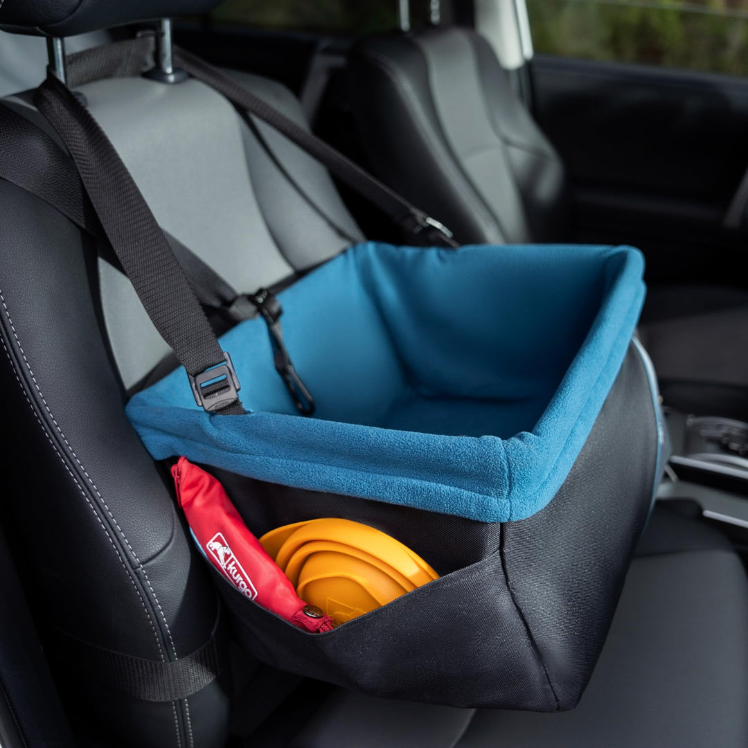 Kurgo Rover Pet Booster Seat for Small Dogs or Cats, Front &amp; Rear Dog Car Seat, Carrier Carseat for Pets, Dog Seatbelt Tether, Helps with Canine Car Sickness
