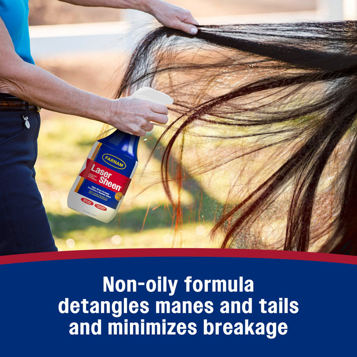 Farnam Laser Sheen Dazzling Shine and Detangler for Horses, 32 oz Spray