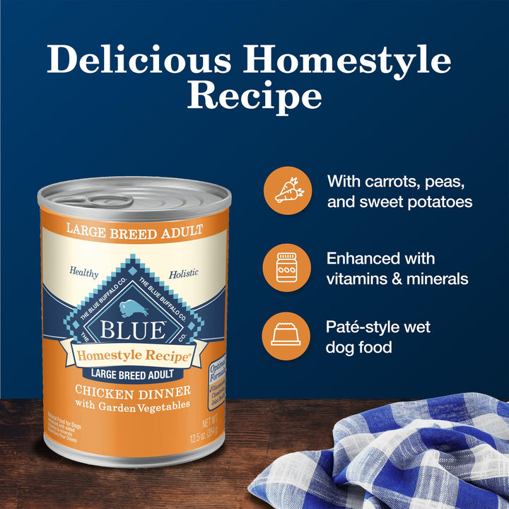 Blue Buffalo Homestyle Recipe Chicken Adult Wet Dog Food, 12.5 oz, 12 ct