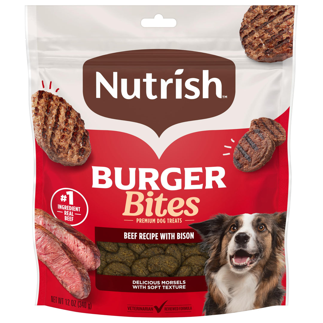 Nutrish Burger Bites Dog Treats, Beef Recipe, 12 oz. Pouch (Rachael Ray)