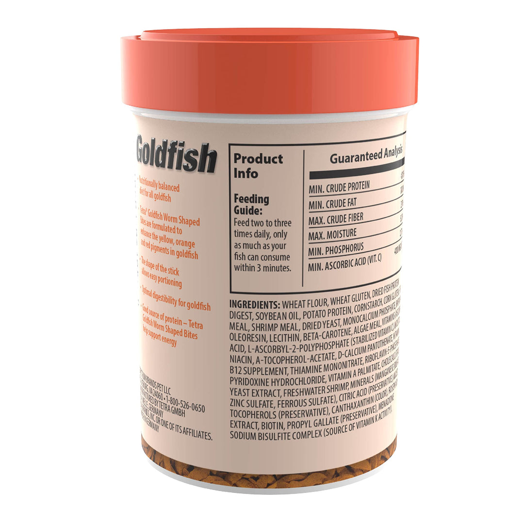 Tetra Goldfish Worm Shaped Bites Fish Food, 2.46 Oz., Complete Food for All Goldfish (Pack of 2)