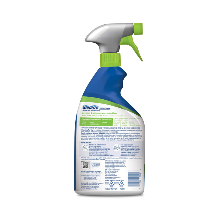 Bissell Woolite Advanced Pet Stain &amp; Odor Remover + Sanitize, 11521 (22fl oz)