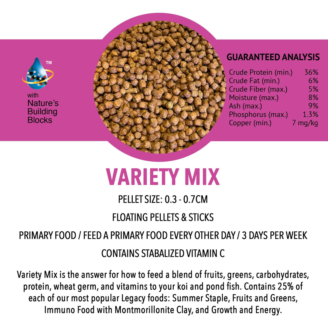 MICROBE-LIFT MLLVMMD Variety Mix Floating Fish Food Pellets and Sticks for Ponds, Water Gardens, and Fountains, for Live Goldfish and Koi, 2.25 Pounds