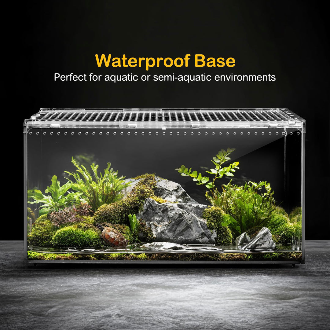 Clioran Reptile PC Tank,Escape Proof Magnetic Lid Tarantula Enclosure Large