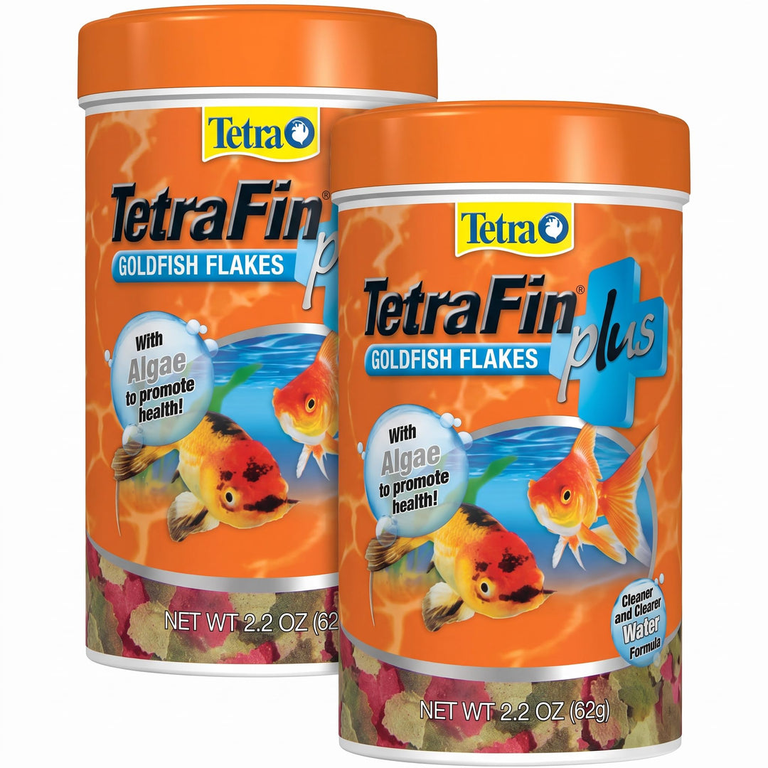 TetraFin Plus Goldfish Flakes 2.2 Ounces, Balanced Diet, with Algae to Promote Health,Oranges (Pack of 2)