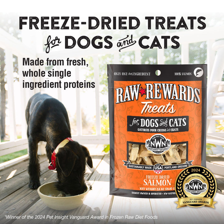 Northwest Naturals Raw Rewards Freeze-Dried Salmon Treats for Dogs and Cats - Bite-Sized Pieces - Healthy, 1 Ingredient, Human Grade Pet Food, All Natural, Proudly Made in USA, 2.5 Oz