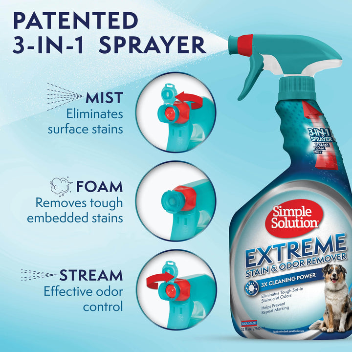 Simple Solution Extreme Stain &amp; Odor Remover, Enzyme Stain Cleaner, 32oz