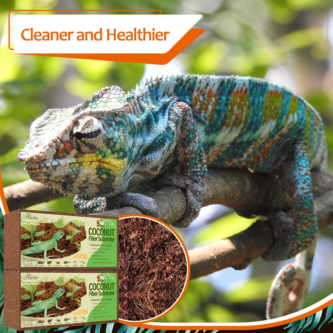 Riare 2 Pack Natural Coconut Fiber Substrate, Coco Coir Reptile Bedding