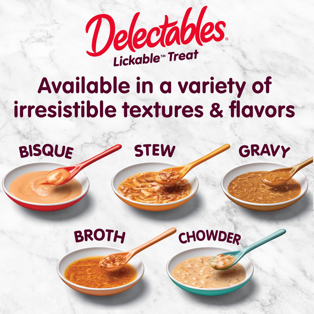 Delectables Lickable Treat Chowder Wet Cat Treat with Real Tuna &amp; Whitefish, Food Topper, Hydrating, Grain-Free, No Fillers, By-Products, Added Preservatives, 1.4oz Pouch, 12ct
