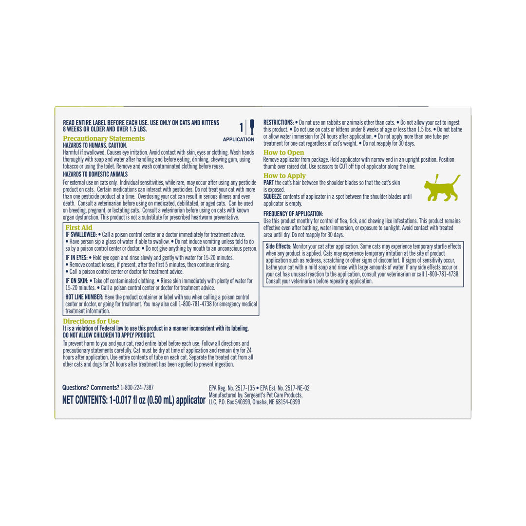 PetArmor Plus Flea &amp; Tick Topical Cats 1.5 lbs+, 6-Month