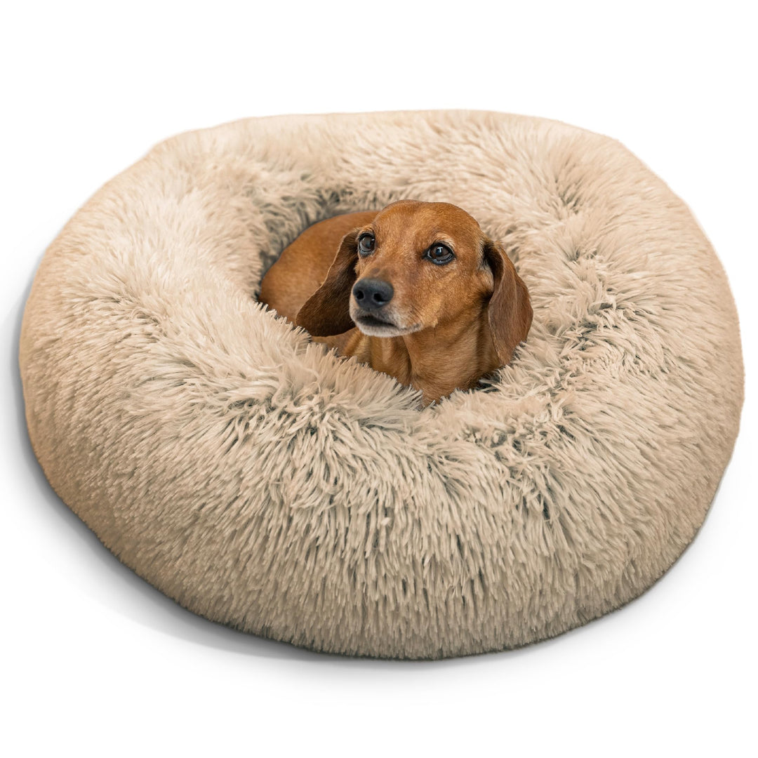 Best Friends by Sheri Original Calming Donut Dog Bed, Taupe, Small, 23"