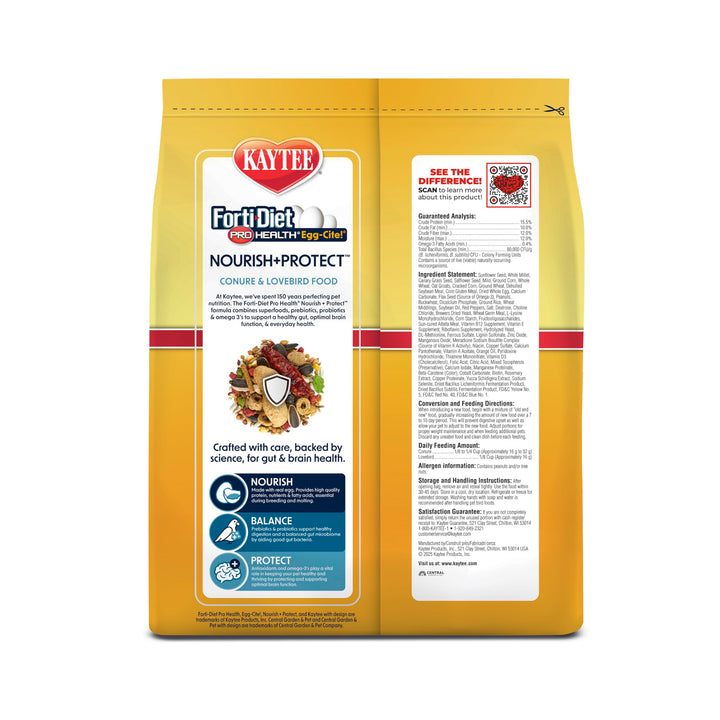 Kaytee Forti-Diet Pro Health Egg-Cite Pet Conure &amp; Lovebird Food, 3 Pound